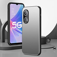 Handyhülle Hülle Luxus Aluminium Metall und Silikon Rahmen Tasche J01 für Oppo A1 Pro 5G Silber