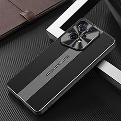 Handyhülle Hülle Luxus Aluminium Metall und Silikon Rahmen Tasche J01 für Oppo Find X5 5G Schwarz