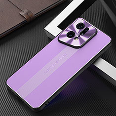 Handyhülle Hülle Luxus Aluminium Metall und Silikon Rahmen Tasche J01 für Oppo Find X5 Pro 5G Violett