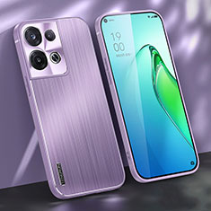 Handyhülle Hülle Luxus Aluminium Metall und Silikon Rahmen Tasche J01 für Oppo Reno9 Pro 5G Violett