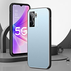 Handyhülle Hülle Luxus Aluminium Metall und Silikon Rahmen Tasche J01 für Realme Q5i 5G Blau