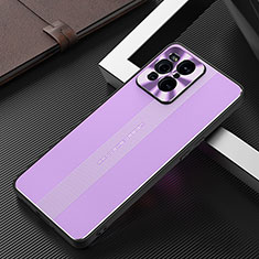 Handyhülle Hülle Luxus Aluminium Metall und Silikon Rahmen Tasche J02 für Oppo Find X3 Pro 5G Violett