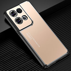 Handyhülle Hülle Luxus Aluminium Metall und Silikon Rahmen Tasche J02 für Oppo Reno9 Pro 5G Gold