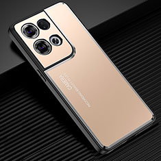 Handyhülle Hülle Luxus Aluminium Metall und Silikon Rahmen Tasche J02 für Oppo Reno9 Pro+ Plus 5G Gold