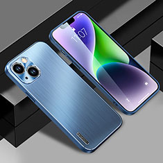 Handyhülle Hülle Luxus Aluminium Metall und Silikon Rahmen Tasche JL1 für Apple iPhone 13 Blau