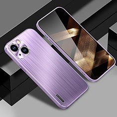 Handyhülle Hülle Luxus Aluminium Metall und Silikon Rahmen Tasche JL1 für Apple iPhone 15 Plus Violett