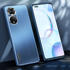 Handyhülle Hülle Luxus Aluminium Metall und Silikon Rahmen Tasche JL1 für Huawei Honor 50 Pro 5G Blau