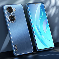 Handyhülle Hülle Luxus Aluminium Metall und Silikon Rahmen Tasche JL1 für Huawei Honor 60 Pro 5G Blau