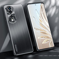 Handyhülle Hülle Luxus Aluminium Metall und Silikon Rahmen Tasche JL1 für Huawei Honor 70 Pro 5G Schwarz