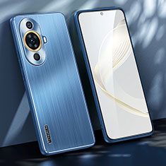 Handyhülle Hülle Luxus Aluminium Metall und Silikon Rahmen Tasche JL1 für Huawei Nova 11 Blau