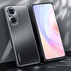 Handyhülle Hülle Luxus Aluminium Metall und Silikon Rahmen Tasche JL1 für Huawei Nova 9 SE Schwarz