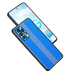 Handyhülle Hülle Luxus Aluminium Metall und Silikon Rahmen Tasche JL1 für Samsung Galaxy A52 4G Blau