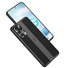 Handyhülle Hülle Luxus Aluminium Metall und Silikon Rahmen Tasche JL1 für Samsung Galaxy A52 4G Schwarz