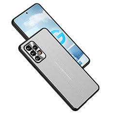 Handyhülle Hülle Luxus Aluminium Metall und Silikon Rahmen Tasche JL1 für Samsung Galaxy A52 4G Silber