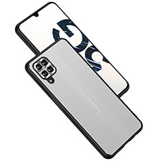Handyhülle Hülle Luxus Aluminium Metall und Silikon Rahmen Tasche JL1 für Samsung Galaxy F12 Silber