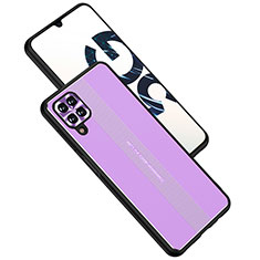 Handyhülle Hülle Luxus Aluminium Metall und Silikon Rahmen Tasche JL1 für Samsung Galaxy M12 Violett