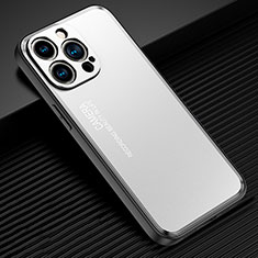 Handyhülle Hülle Luxus Aluminium Metall und Silikon Rahmen Tasche JL2 für Apple iPhone 14 Pro Silber