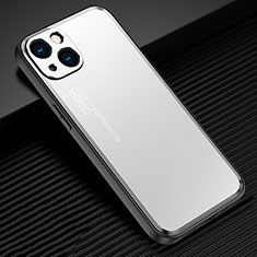 Handyhülle Hülle Luxus Aluminium Metall und Silikon Rahmen Tasche JL2 für Apple iPhone 15 Plus Silber