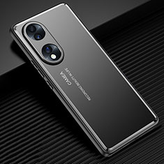 Handyhülle Hülle Luxus Aluminium Metall und Silikon Rahmen Tasche JL2 für Huawei Honor 70 5G Schwarz