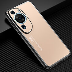 Handyhülle Hülle Luxus Aluminium Metall und Silikon Rahmen Tasche JL2 für Huawei P60 Art Gold