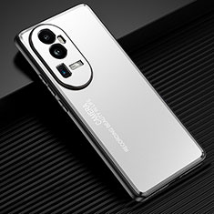 Handyhülle Hülle Luxus Aluminium Metall und Silikon Rahmen Tasche JL2 für Oppo Reno10 Pro+ Plus 5G Silber