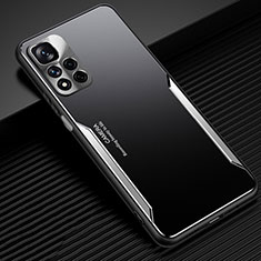 Handyhülle Hülle Luxus Aluminium Metall und Silikon Rahmen Tasche JL2 für Xiaomi Mi 11i 5G (2022) Silber