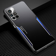 Handyhülle Hülle Luxus Aluminium Metall und Silikon Rahmen Tasche JL2 für Xiaomi Redmi Note 11S 5G Blau