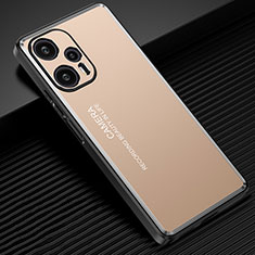 Handyhülle Hülle Luxus Aluminium Metall und Silikon Rahmen Tasche JL2 für Xiaomi Redmi Note 12 Turbo 5G Gold