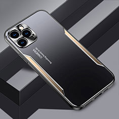 Handyhülle Hülle Luxus Aluminium Metall und Silikon Rahmen Tasche JL3 für Apple iPhone 13 Pro Max Gold