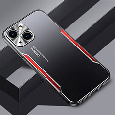 Handyhülle Hülle Luxus Aluminium Metall und Silikon Rahmen Tasche JL3 für Apple iPhone 15 Plus Rot