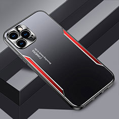 Handyhülle Hülle Luxus Aluminium Metall und Silikon Rahmen Tasche JL3 für Apple iPhone 15 Pro Rot