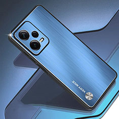 Handyhülle Hülle Luxus Aluminium Metall und Silikon Rahmen Tasche JS1 für Xiaomi Redmi Note 12 5G Blau