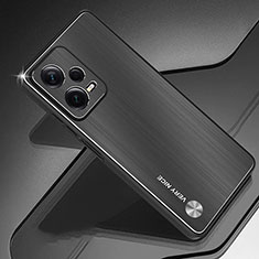 Handyhülle Hülle Luxus Aluminium Metall und Silikon Rahmen Tasche JS1 für Xiaomi Redmi Note 12 5G Schwarz