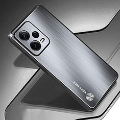 Handyhülle Hülle Luxus Aluminium Metall und Silikon Rahmen Tasche JS1 für Xiaomi Redmi Note 12 5G Silber