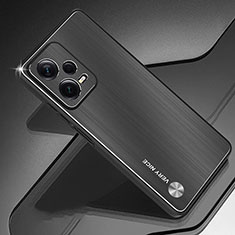 Handyhülle Hülle Luxus Aluminium Metall und Silikon Rahmen Tasche JS1 für Xiaomi Redmi Note 12 Explorer Schwarz