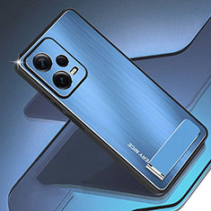 Handyhülle Hülle Luxus Aluminium Metall und Silikon Rahmen Tasche JS2 für Xiaomi Redmi Note 12 5G Blau