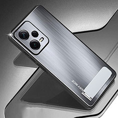 Handyhülle Hülle Luxus Aluminium Metall und Silikon Rahmen Tasche JS2 für Xiaomi Redmi Note 12 5G Silber