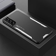 Handyhülle Hülle Luxus Aluminium Metall und Silikon Rahmen Tasche M01 für Samsung Galaxy S21 FE 5G Silber