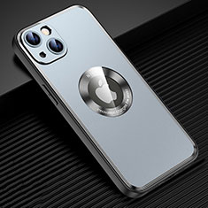 Handyhülle Hülle Luxus Aluminium Metall und Silikon Rahmen Tasche mit Mag-Safe Magnetic Magnetisch JL2 für Apple iPhone 14 Blau