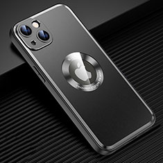 Handyhülle Hülle Luxus Aluminium Metall und Silikon Rahmen Tasche mit Mag-Safe Magnetic Magnetisch JL2 für Apple iPhone 14 Schwarz