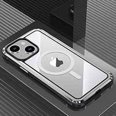 Handyhülle Hülle Luxus Aluminium Metall und Silikon Rahmen Tasche mit Mag-Safe Magnetic Magnetisch QC1 für Apple iPhone 14 Plus Silber