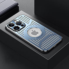 Handyhülle Hülle Luxus Aluminium Metall und Silikon Rahmen Tasche mit Mag-Safe Magnetic Magnetisch TX1 für Apple iPhone 14 Pro Blau