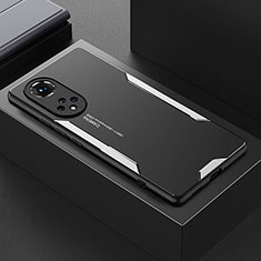 Handyhülle Hülle Luxus Aluminium Metall und Silikon Rahmen Tasche PB1 für Huawei Honor 50 Pro 5G Silber