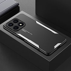 Handyhülle Hülle Luxus Aluminium Metall und Silikon Rahmen Tasche PB1 für Huawei Honor X8a 4G Silber