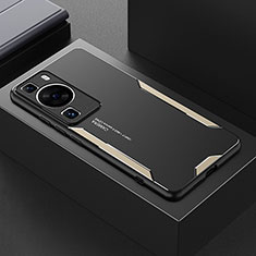 Handyhülle Hülle Luxus Aluminium Metall und Silikon Rahmen Tasche PB1 für Huawei P60 Gold