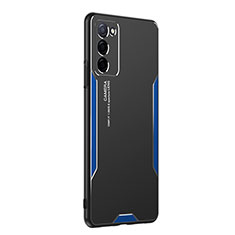 Handyhülle Hülle Luxus Aluminium Metall und Silikon Rahmen Tasche PB1 für Oppo A53s 5G Blau