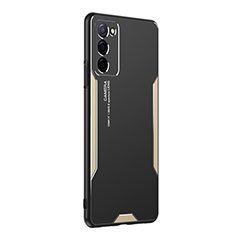 Handyhülle Hülle Luxus Aluminium Metall und Silikon Rahmen Tasche PB1 für Oppo A53s 5G Gold