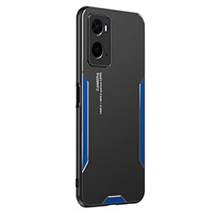 Handyhülle Hülle Luxus Aluminium Metall und Silikon Rahmen Tasche PB1 für Oppo A76 Blau