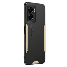 Handyhülle Hülle Luxus Aluminium Metall und Silikon Rahmen Tasche PB1 für Oppo A77s Gold