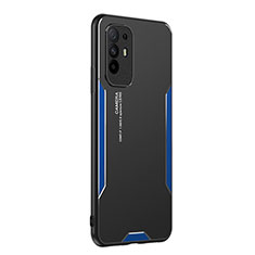 Handyhülle Hülle Luxus Aluminium Metall und Silikon Rahmen Tasche PB1 für Oppo A94 5G Blau